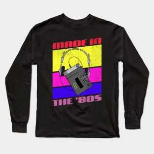 Made in the 1980s Retro Rainbow Generic Radio Cassette Player Long Sleeve T-Shirt